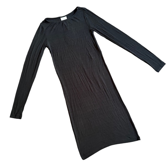 NWT MAMALICIOUS BLACK LONG SLEEVE FITTED CREWNECK RIBBED MATERNITY DRESS SIZE XS - Picture 2 of 8